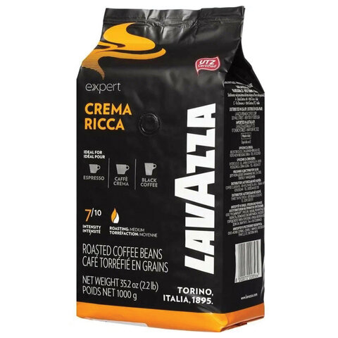 Кофе в зернах LAVAZZA "Crema Ricca Expert" 1 кг, ИТАЛИЯ, 3003 - фото 1