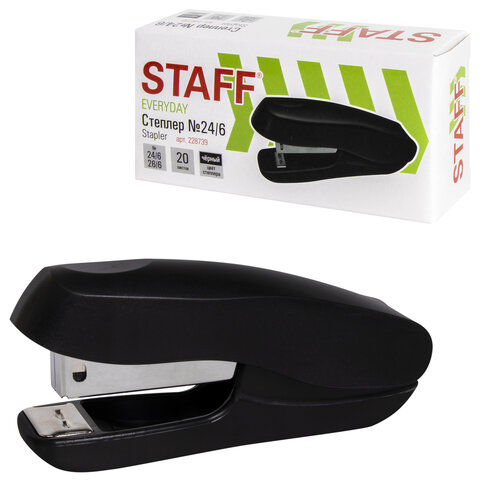 Степлер №24/6, 26/6 STAFF "EVERYDAY", до 20 листов, черный, 228739 - фото 3