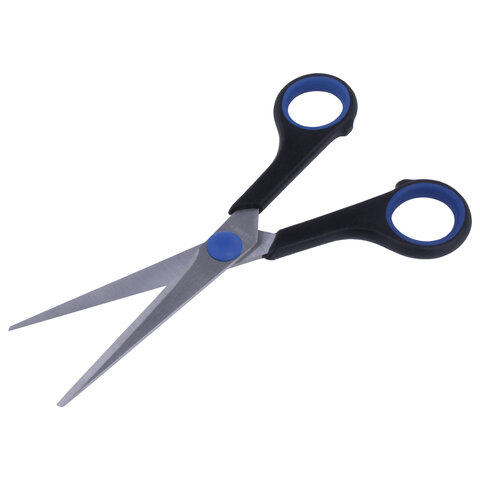 Ножницы BRAUBERG "Soft Grip", 165 мм, черно-синие, резиновые вставки, 3-х сторонняя заточка, 230761 - фото 8