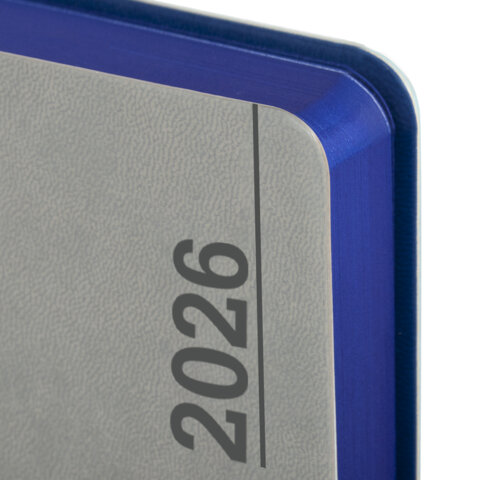 Ежедневник датированный 2026 А5 138x213 мм, BRAUBERG "Metropolis Mix", под кожу, гибкий, серый, 117443 - фото 3