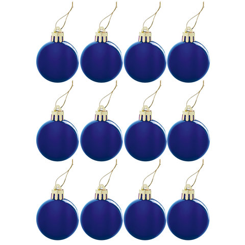 Шары ёлочные 12 шт., 4 см, "Solid Color", пластик, СИНИЕ, глянец, ЗОЛОТАЯ СКАЗКА, 591122 - фото 2