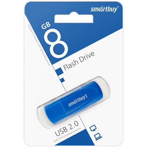 Флеш-диск 8 GB SMARTBUY Scout USB 2.0, синий, SB008GB2SCB - фото 4