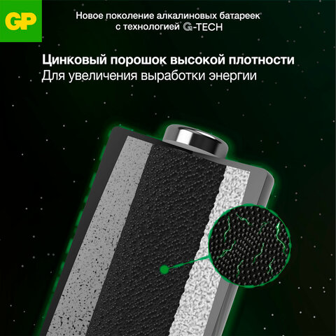 Батарейка 1 шт., GP Super G-Tech, Крона (6LR61, 6LF22, 1604A), алкалиновая, в пленке, 1604A-5S1 - фото 7