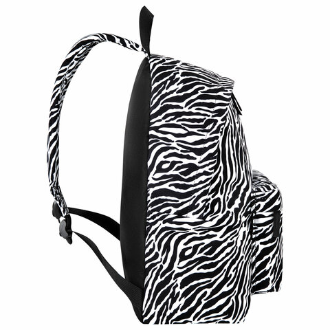 Рюкзак BRAUBERG СИТИ-ФОРМАТ универсальный, "Zebra", белый/черный, 41х32х14 см, 271680 - фото 4