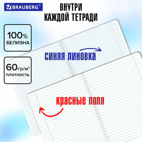 Тетради предметные, КОМПЛЕКТ 13 ПРЕДМЕТОВ, 48 л., обложка картон, BRAUBERG "КЛАССИКА ПРИРОДА", 405165 - фото 24