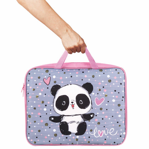 Папка на молнии с ручками BRAUBERG А4, 1 отделение, полиэстер, 80 мм, "Funny panda", 271127 - фото 5