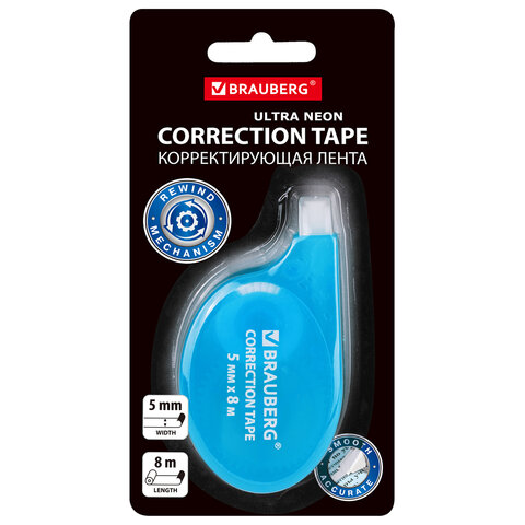 Корректирующая лента BRAUBERG ULTRA NEON, 5 мм х 8 м, цвет ассорти, блистер, 272664 - фото 3