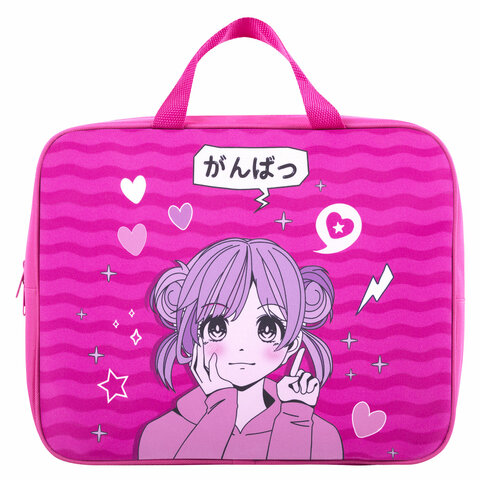 Папка на молнии с ручками BRAUBERG KIDS А4, 1 отделение, полиэстер, 80 мм, "Anime style", 272121 - фото 2