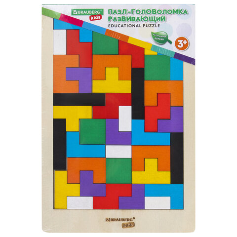 Головоломка развивающая деревянная "Тетрис", цветной, 18х27 см, BRAUBERG KIDS, 665262 - фото 1