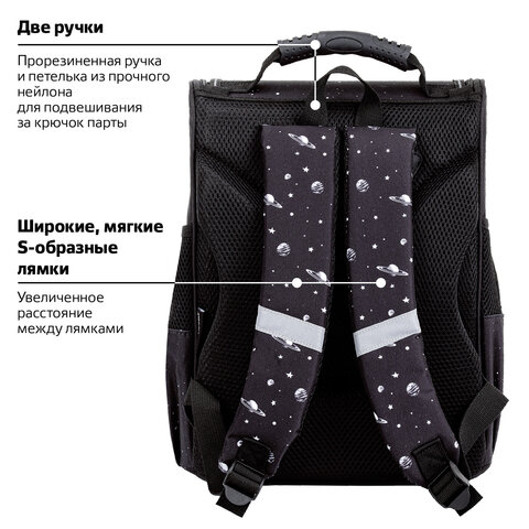 Ранец ПИФАГОР BASIC, 1 отделение, 3 кармана, эргономичная спинка, "Space invader", 35х28х18 см, 273140 - фото 18