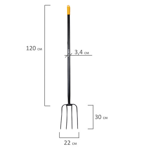 Вилы садовые цельнометаллические 22х30 см, ОБЩАЯ ДЛИНА 150 см, черенок сталь, RABBITEX (РАББИТЕКС) "LONG HANDLE", 700489 - фото 3