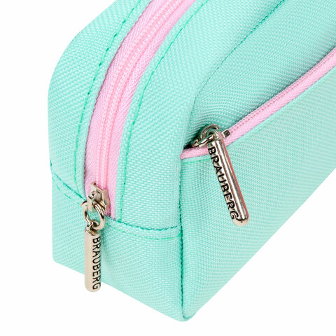 Пенал мягкий BRAUBERG PASTEL, 2 отделения, мятный, 21х9,5х5 см, 272275 - фото 4