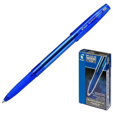 Ручка шариковая с грипом PILOT Super Grip G, СИНЯЯ, узел 1 мм, линия 0,27 мм, BPS-GG-M L - фото 1