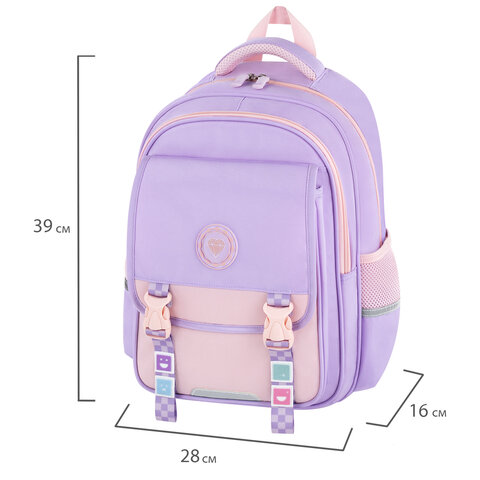 Рюкзак BRAUBERG SNAP, 2 отделения, 3 кармана, "Delicate lilac", 39х28х16 см, 272068 - фото 7