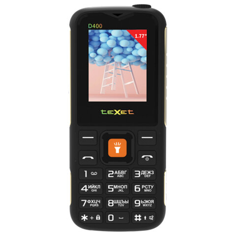 Телефон мобильный TEXET TM-D400, 2 SIM, 1,77", 32 Мб, microSD, FM, MP3, IP54, фонарик, черный, УТ-00004739 - фото 1