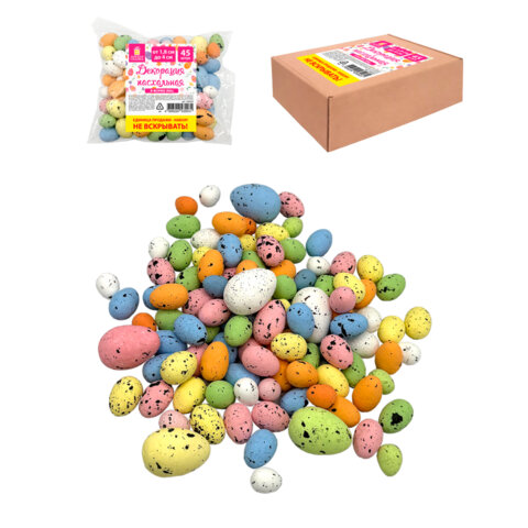 Декорация пасхальная 1,8-4 см "Яйца", НАБОР 45 шт., пенопласт, разноцветные, ЗОЛОТАЯ СКАЗКА, 592634 - фото 1