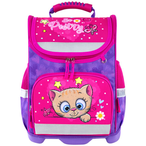 Ранец ЮНЛАНДИЯ WISE, 1 отделение, 3 кармана, устойчивое дно, "Pretty kitty", 37x29х15 см, 271395 - фото 3