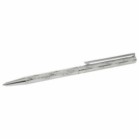 Ручка подарочная шариковая GALANT "ASTRON SILVER", корпус серебристый, детали хром, узел 0,7 мм, синяя, 143527 - фото 4