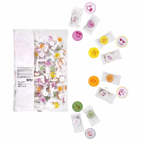 Карамель леденцовая SMILEY CANDY "Микс вкусов с аскорбинкой", в индивидуальной упаковке, 1000 г, ТУРЦИЯ, УТ-00002492 - фото 2