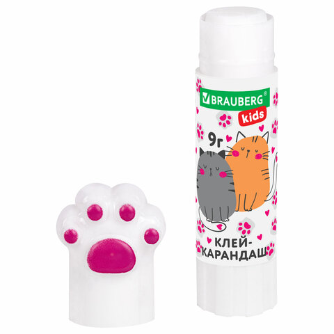 Клей-карандаш "Лапки" Cat Paw, 9 г, фигурный колпачок, 3 шт. на блистере, BRAUBERG KIDS, 271982 - фото 8