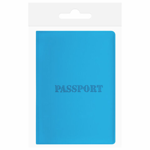 Обложка для паспорта, мягкий полиуретан, "PASSPORT", голубая, STAFF, 238405 - фото 8