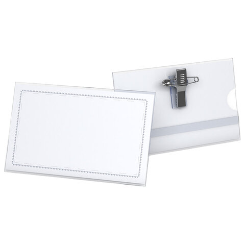 Бейдж горизонтальный ERICH KRAUSE (90х57 мм), с металлической клипсой и булавкой, 7078 - фото 1