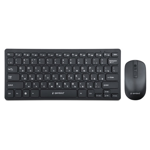 Набор беспроводной GEMBIRD KBS-9100, клавиатура 78 клавиш, мышь 4 кнопки, 1600 DPI, 2.4 ГГц, черный - фото 1