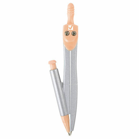 Готовальня BRAUBERG SCHOOL KIT, 9 предметов, циркуль 125 мм, чертежные принадлежности, персиковый цвет, 210715 - фото 5