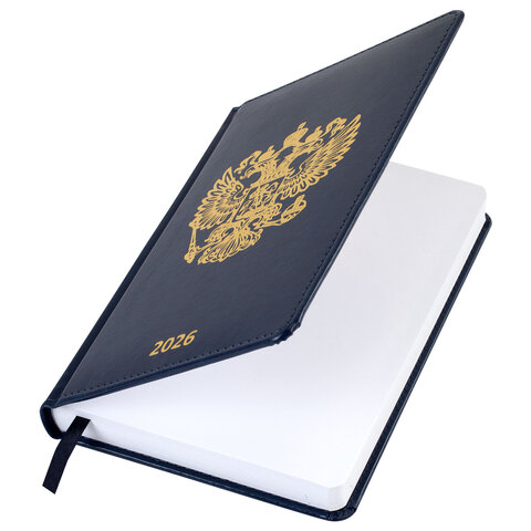 Ежедневник датированный 2026 А5 138х213 мм, BRAUBERG "State", под кожу, синий, 117416 - фото 3