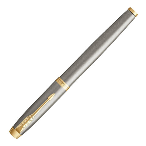Ручка-роллер PARKER "IM Core Brushed Metal GT", серебристый матовый лак, позолота, черная, 1931663 - фото 6