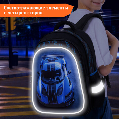 Рюкзак SNOOBAG (СНУБЭГ) FLOSSY, 2 отделения, 3 кармана, "Гонки", объемный дизайн, 40х28х18 см, 274442 - фото 13