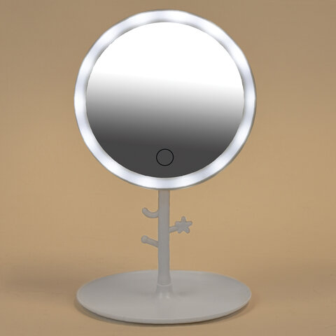 Зеркало настольное с LED-подсветкой для макияжа, диаметр 17 см, 3 режима свечения, аккумулятор 1200 mAh, цвет белый, WBZ (ВБЗ), 609330 - фото 6