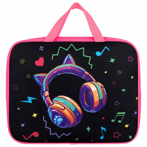 Папка на молнии с ручками BRAUBERG А4, 1 отделение, полиэстер, 80 мм, "Headphones", 273302 - фото 2