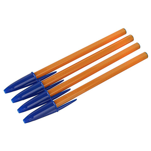 Ручки шариковые BIC "Orange Original", НАБОР 4 шт., СИНИЕ, узел 0,8 мм, линия письма 0,3 мм, пакет, 8308521 - фото 2