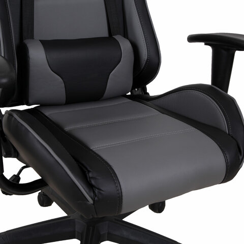 Кресло компьютерное BRABIX "GT Racer GM-100", две подушки, экокожа, черное/серое, 531926 - фото 11