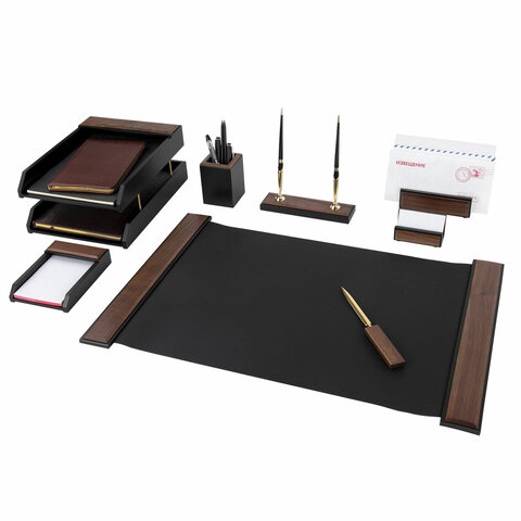 Набор настольный GALANT "Sirius" из дерева, 8 предметов, цвет "орех/чёрный", 238161 - фото 1