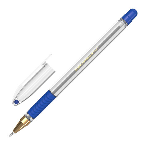 Ручка шариковая масляная с грипом ERICH KRAUSE "L-30" Gold Stick&Grip, СИНЯЯ, 0,7 мм, линия 0,26 мм, 61041 - фото 7
