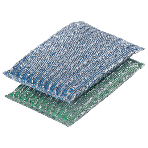 Губка-скрабер для ЭМАЛИ и ТЕФЛОНА, размер 13х8,5х1,5 см, КОМПЛЕКТ 2 штуки, посуда, уборка, LAIMA, 700057 - фото 4