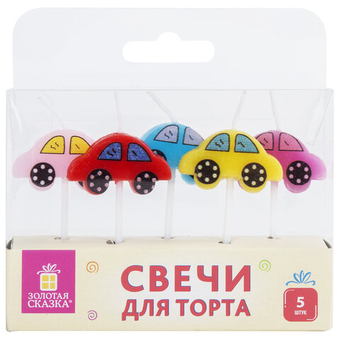 Свечи фигурные для торта на шпажках "Машинки", 5 шт., 2х3 см, ЗОЛОТАЯ СКАЗКА, 591464 - фото 5