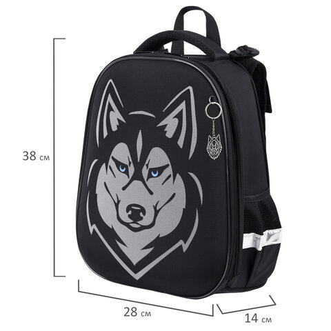 Ранец BRAUBERG SHINY, 2 отделения, с брелоком, "Husky", СВЕТЯЩИЙСЯ РИСУНОК, 38х28х14 см, 271383 - фото 10