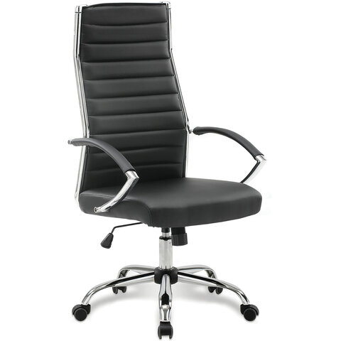 Кресло офисное BRABIX "Style EX-528", экокожа, хром, черное, 531947 - фото 1