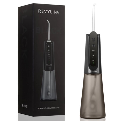 Ирригатор для полости рта REVYLINE RL 670, емкость резервуара 0,27 л, 2 насадки, черный, 9102 - фото 1