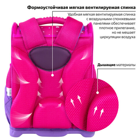 Ранец ЮНЛАНДИЯ WISE, 1 отделение, 3 кармана, устойчивое дно, "Pretty kitty", 37x29х15 см, 271395 - фото 11