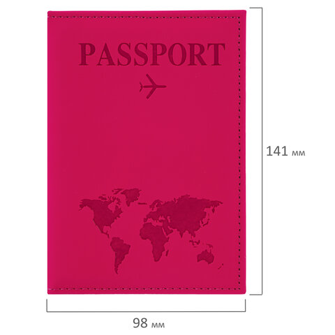 Обложка для паспорта "Passport map", экокожа soft-touch, малиновая, STAFF, 238761 - фото 7
