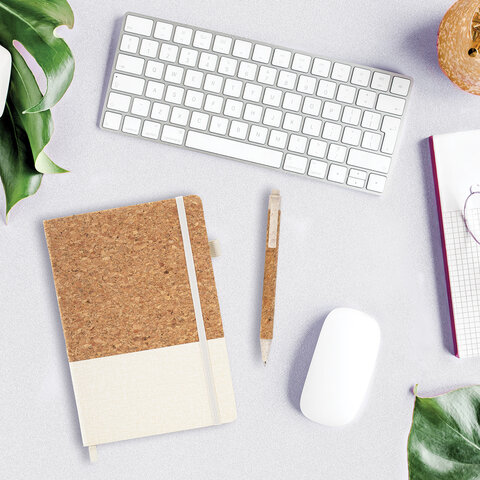 Блокнот в наборе с ручкой А5, 145х213 мм, BRAUBERG "Cork", под кожу, ЭКО обложка, 80 листов, бежевый, 116864 - фото 11