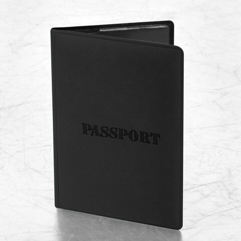 Обложка для паспорта, мягкий полиуретан, "PASSPORT", черная, STAFF, 238407 - фото 1