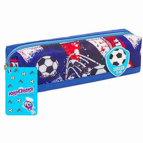 Пенал ЮНЛАНДИЯ, 1 отделение, полиэстер, "Football", синий, 19х4х6 см, 270270 - фото 10
