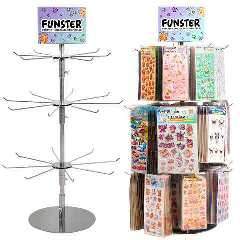 Стойка-вертушка настольная FUNSTER, 80х47 см, 24 крючка, 3 вращающихся ряда, 507857 - фото 1