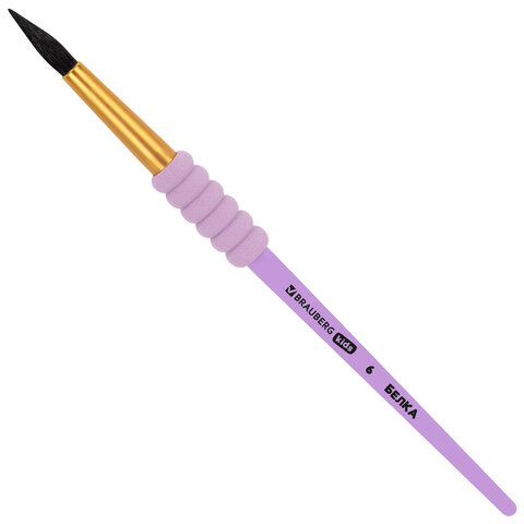 Кисти c EVA-вставкой БЕЛКА набор 6 шт. (круглые №1, 2, 3, 4, 5, 6), блистер, BRAUBERG KIDS, 201093 - фото 2