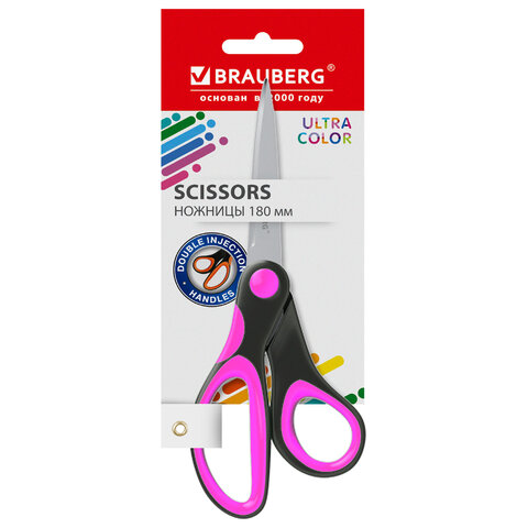 Ножницы BRAUBERG "ULTRA COLOR", 180 мм, эргономичные прорезиненные ручки, ассорти, 274313 - фото 3